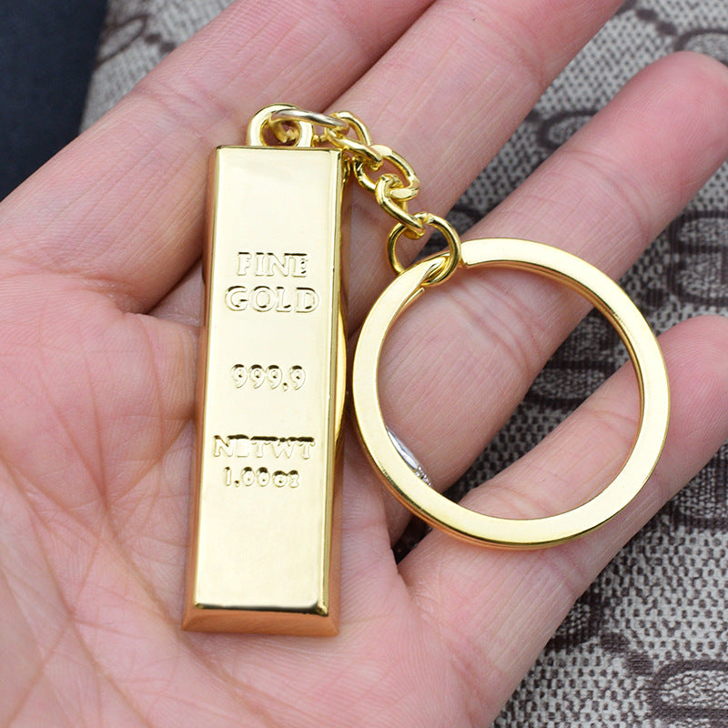 Wholesale Imitation Gold Bar Pendant Zinc Alloy Keychains